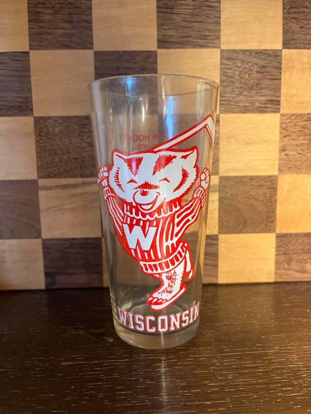 1968-79 Bucky Badger Hockey Glass